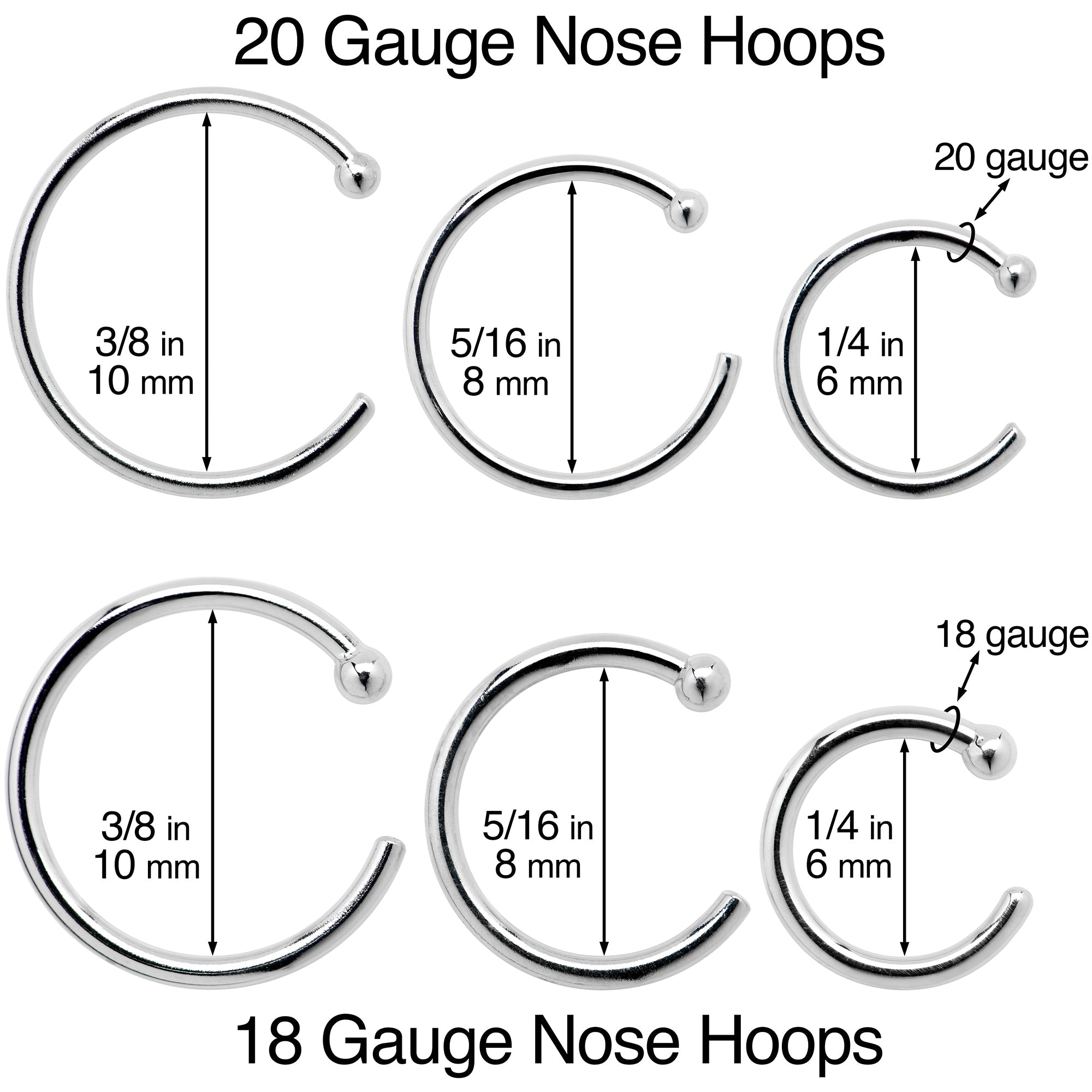 20G 5/16 Solid 14K Rose Gold Nose Hoop