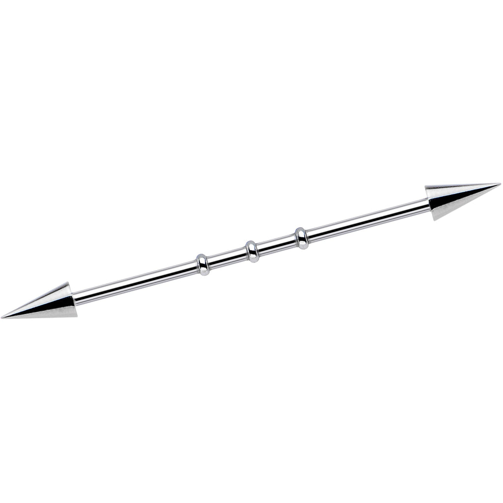 Surgical Steel Spiked Industrial Barbell Earring
