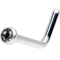 18G Black L-Shaped Nose Ring Created with Crystals