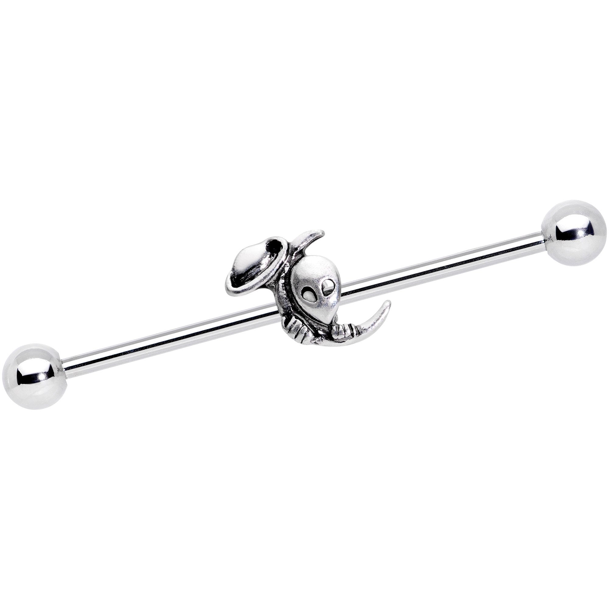 14G UFO Aliens Are Watching Industrial Barbell 38mm