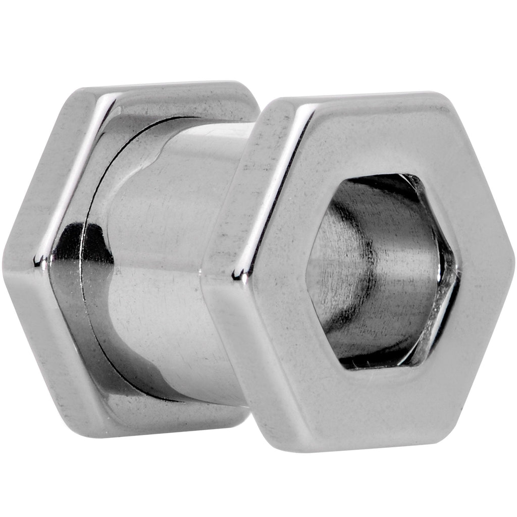 0G Geometric Hexagon Screw Fit Tunnel Plug Set
