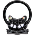 16G 3/8 Black Aurora Gem Black Cat Hinged Segment Ring