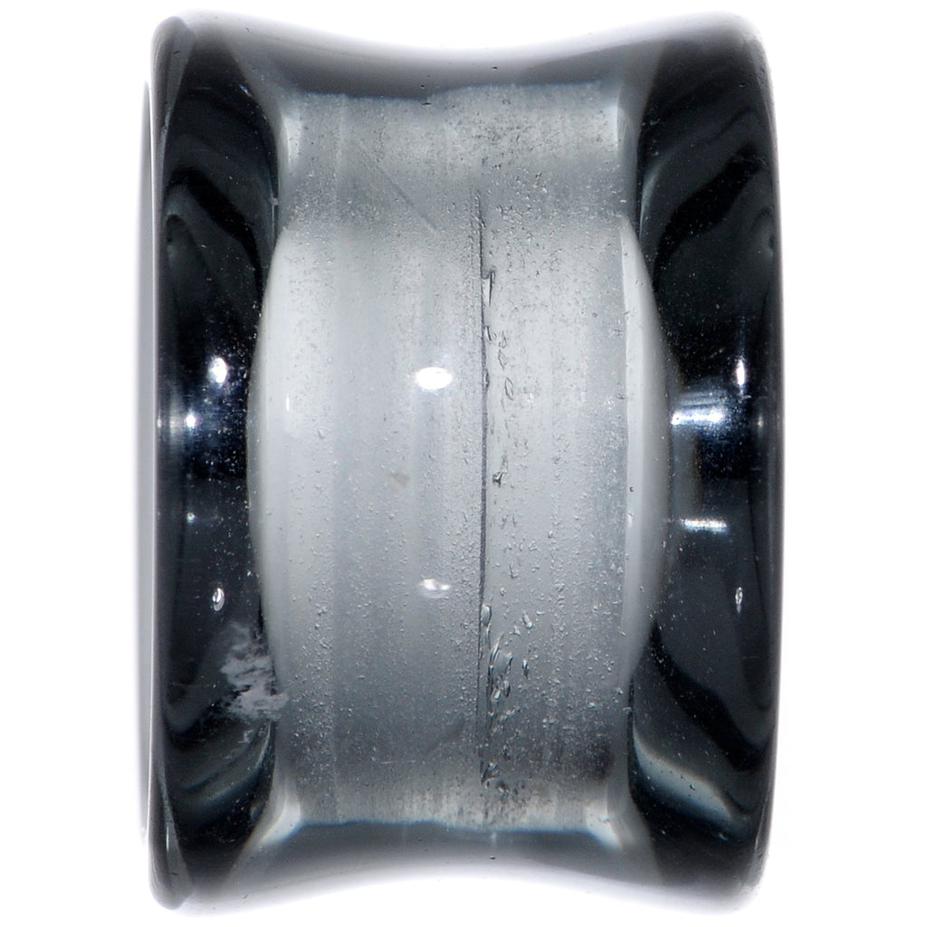 Translucent Black Glass Tunnel Plug Set 2G to 1 Inch