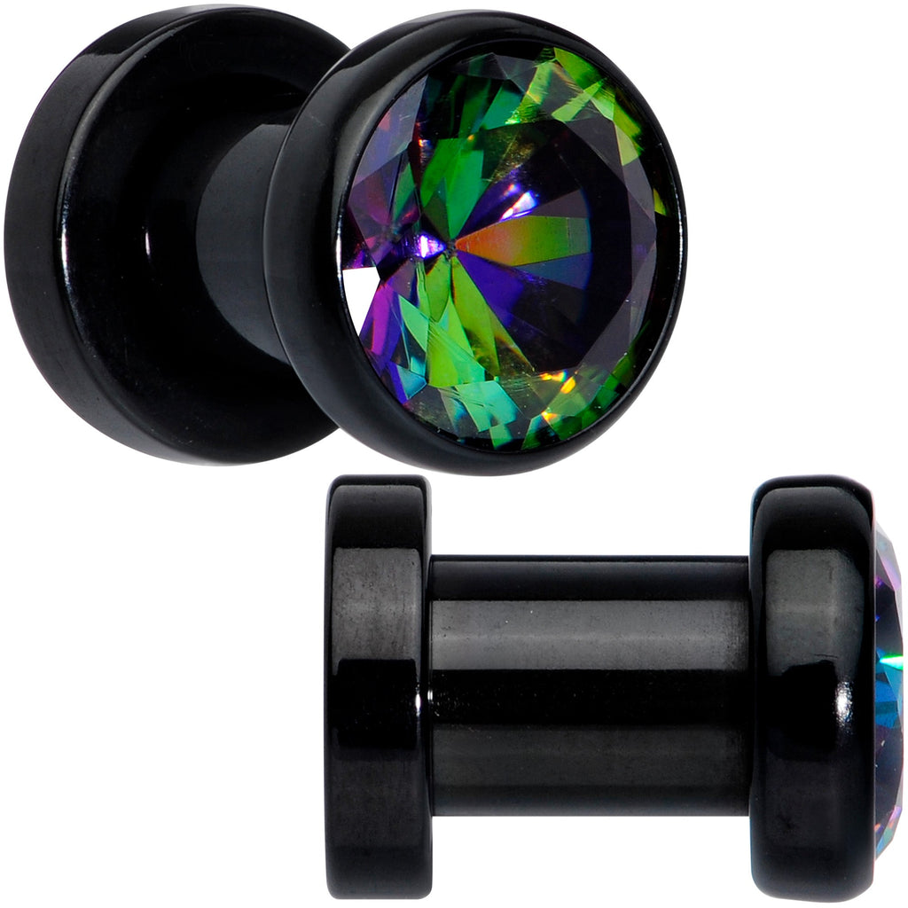 Vitrail CZ Gem Black Screw Fit Plug Set