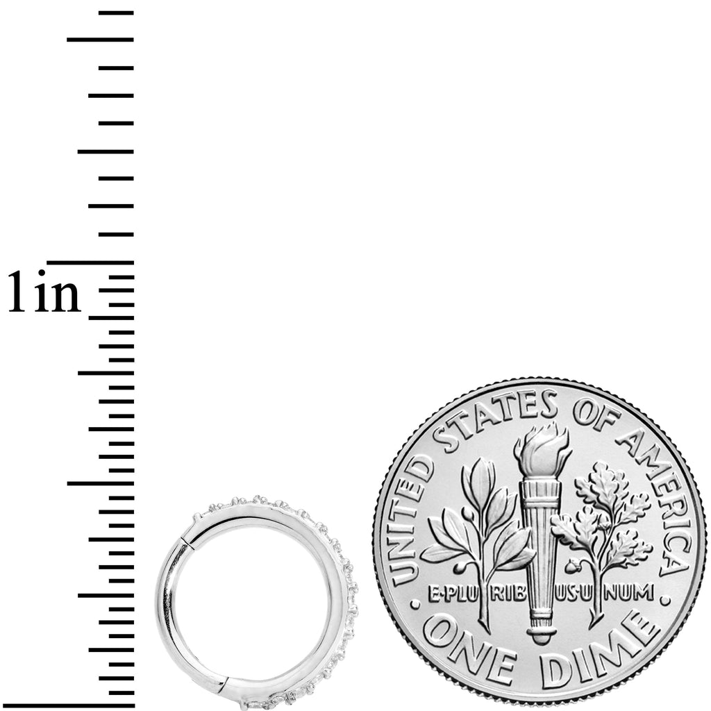 16G 5/16 Clear CZ Gem Stainless Steel Hinged Segment Ring