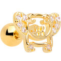 16G 1/4 Clear Gem Gold Tone Flying Pigs Cartilage Tragus Earring