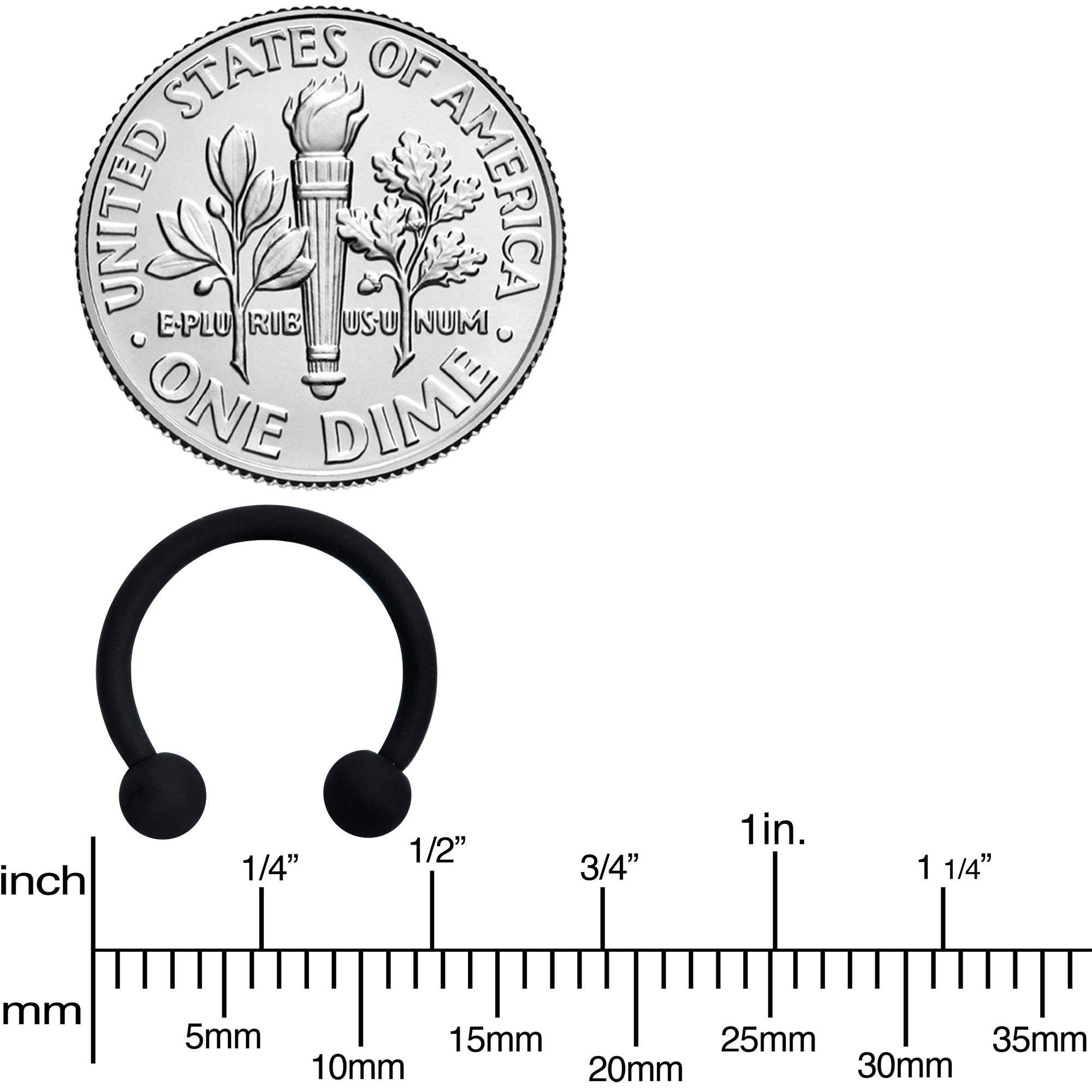 16G 3/8 Beauteous Black Matte Horseshoe Circular Barbell