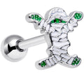 16G 1/4 Green White Mummy Halloween Cartilage Tragus Earring