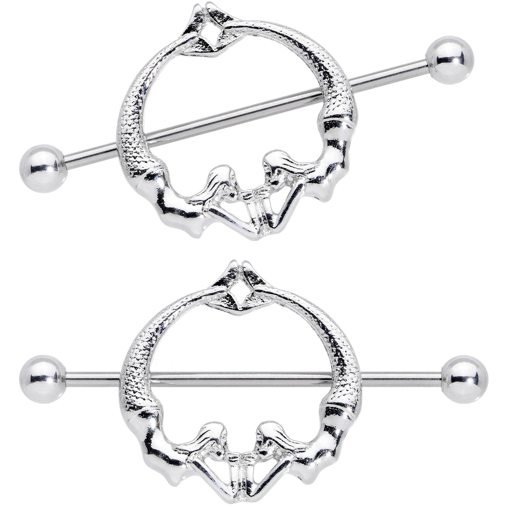14G 13/16 Double Mermaid Nautical Nipple Shield Set