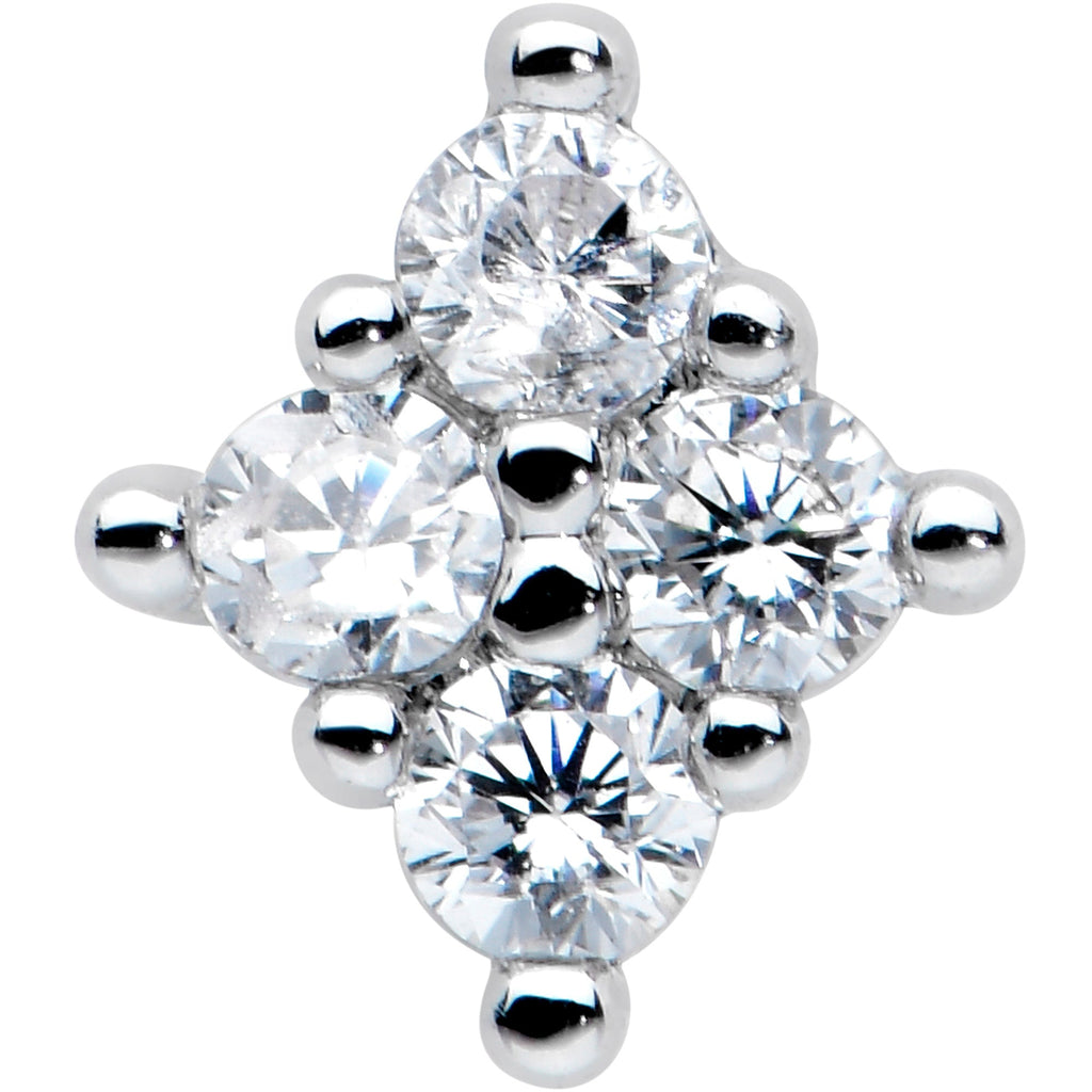 20G 1/4 Clear CZ Gem Simple Rhombus Classic L Shape Nose Ring