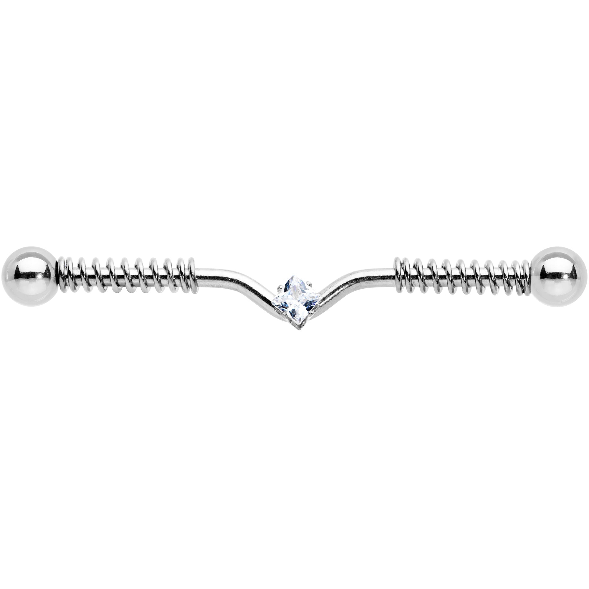 14G Clear Gem Vee Spring Coil Project Bar 38mm