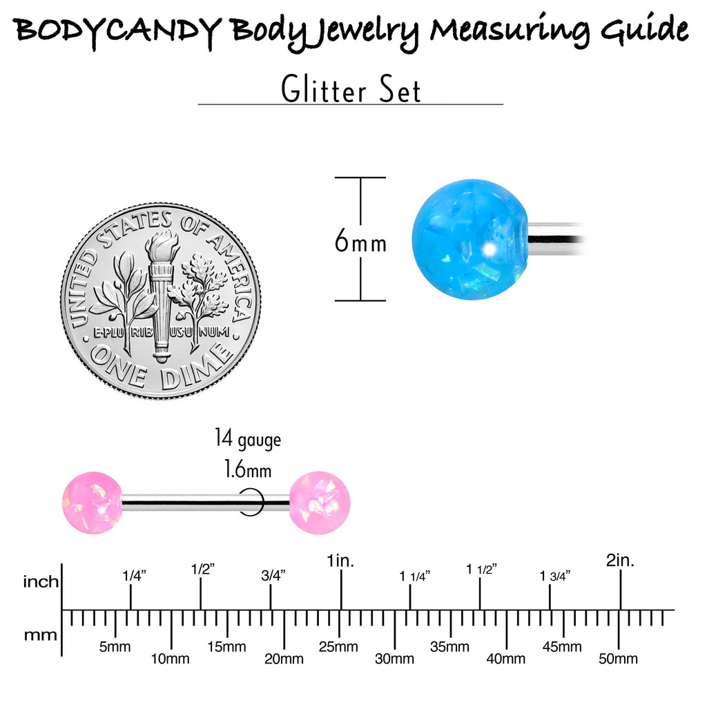 Pink Purple White Faux Opal Pack Tongue Ring Set of 4
