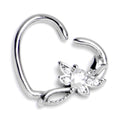 16G 3/8 Clear Gem Bold Dragonfly Heart Left Side Cartilage Earring