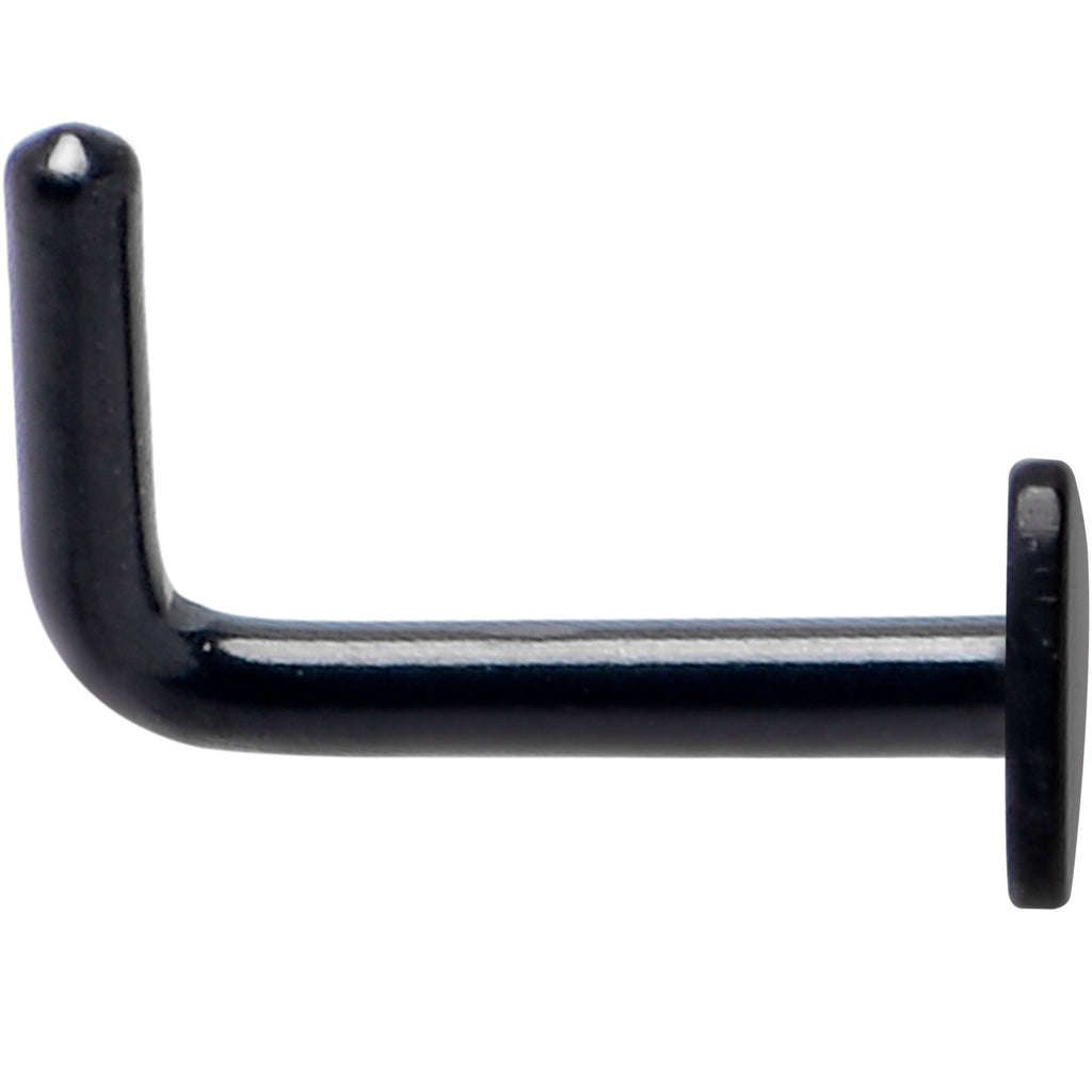 18G 1/4 Black ASTM F-136 Implant Grade Titanium Heart End L Shape Nose Ring