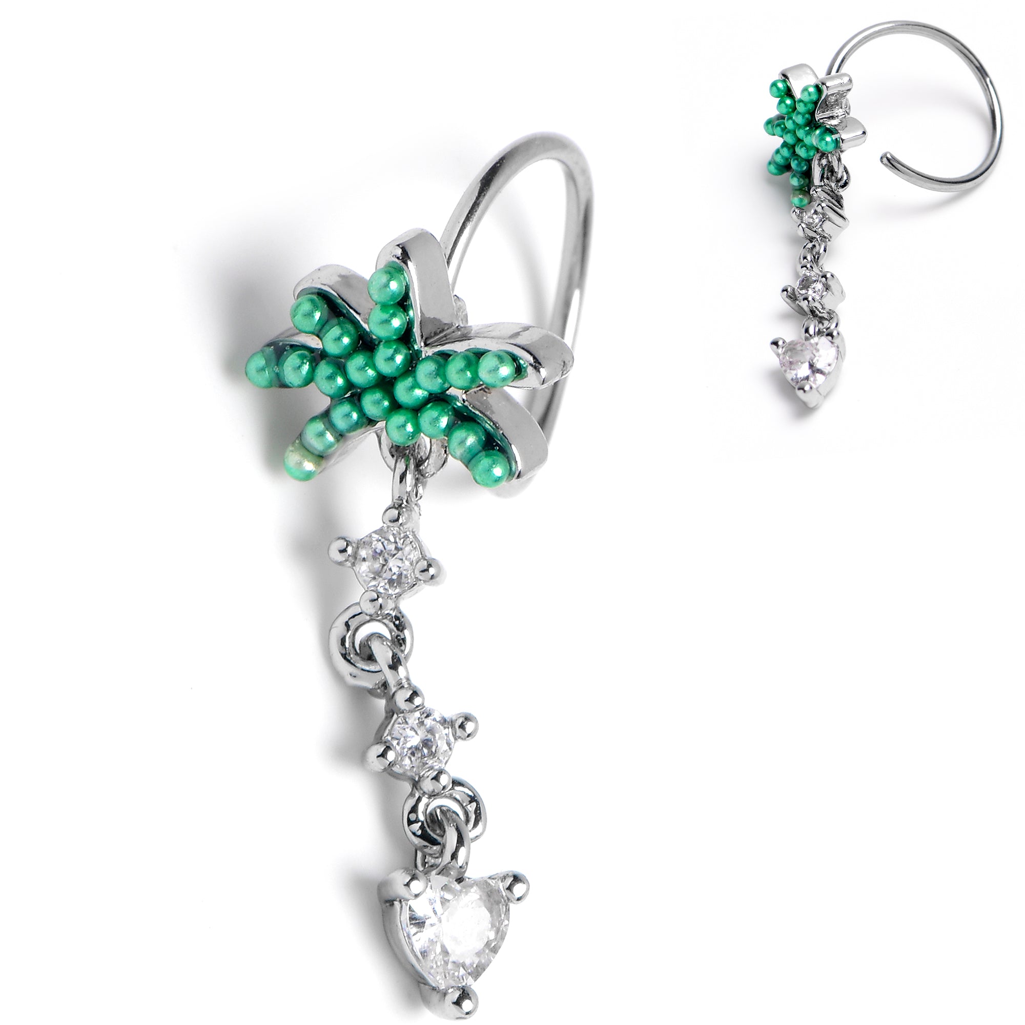 20G 5/16 Tropical Palms Dangle Helix Cartilage Earring