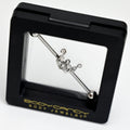 14G Clear Gem Scrolling Elegance Industrial Barbell 38mm