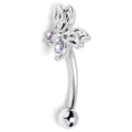 16G 5/16 Aurora Gem Ultra Drama Butterfly Curved Eyebrow Ring