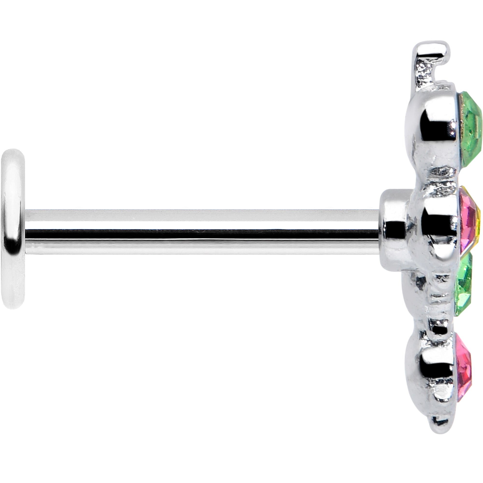 16G 5/16 Green Pink Gem Caterpillar Labret Monroe Tragus