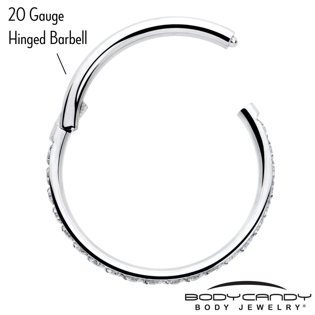 20G 5/16 Clear Cubic Zirconia Forward Facing Hinged Segment Ring