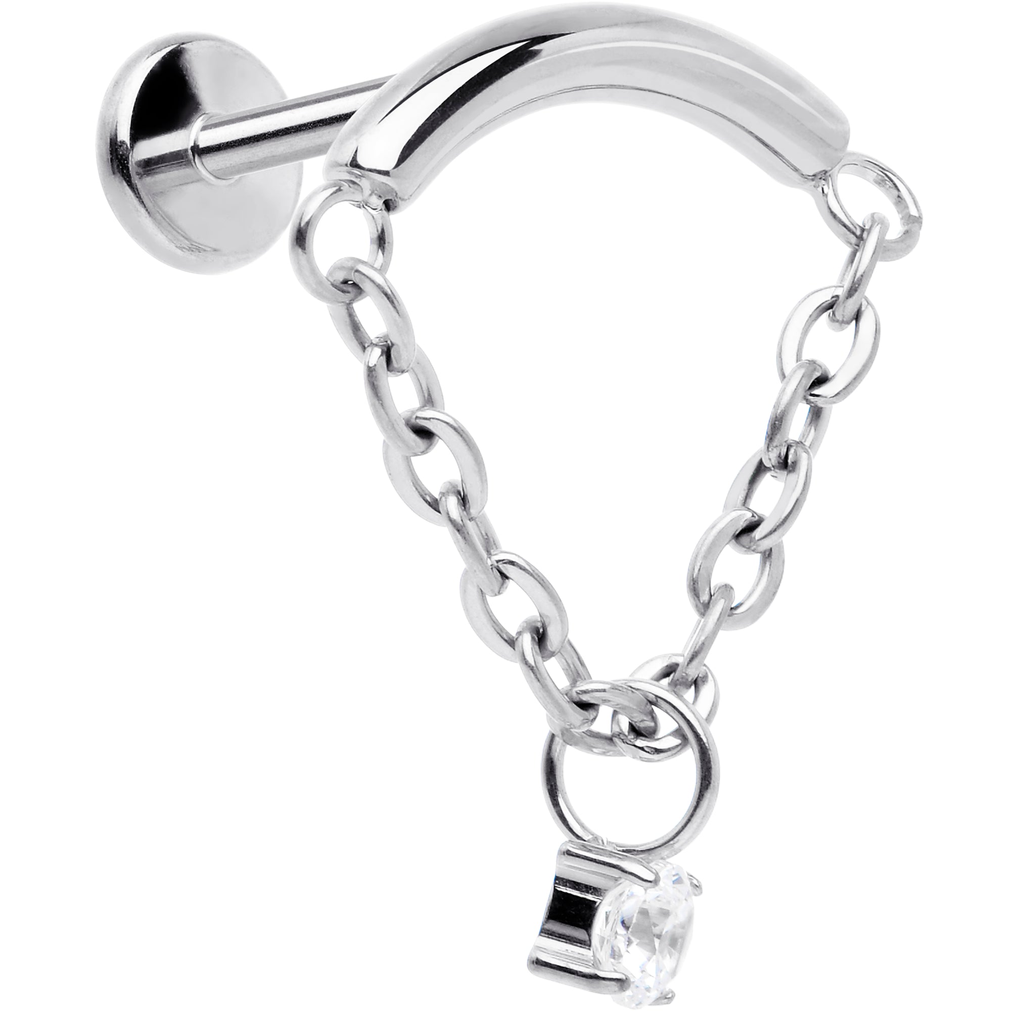 18G 5/16 CZ Gem Titanium Threadless Dangle Hidden Helix Earring