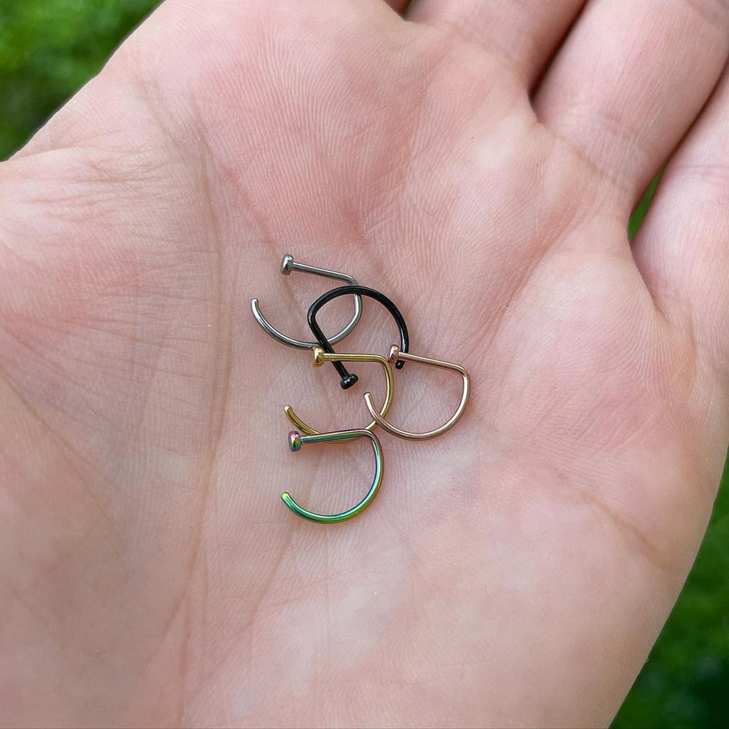 20G 5/16 Gold Tone Implant Grade Titanium D Shape Nose Hoop