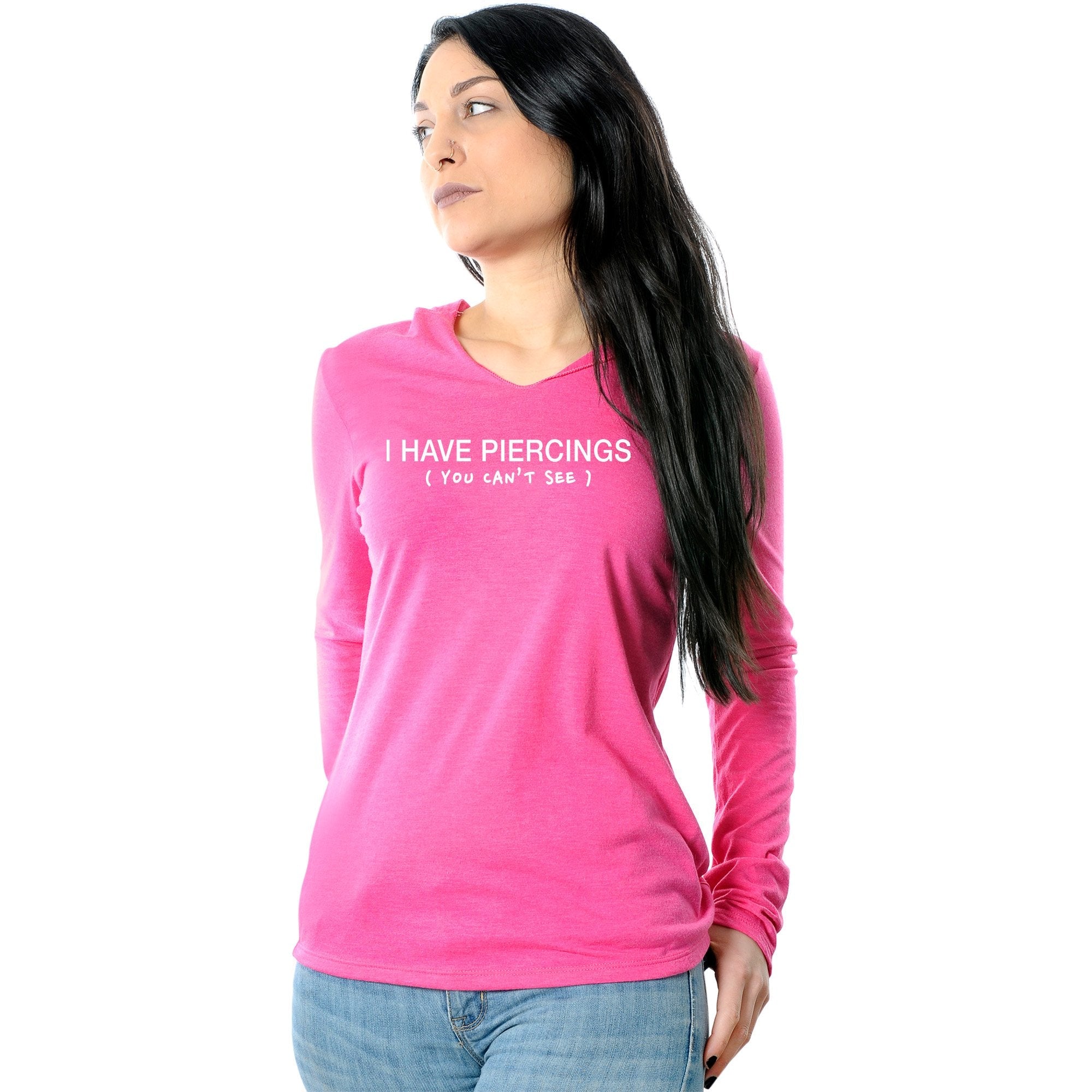 I Have Piercings You Can't See Black Tapered Long Sleeve Hoodie