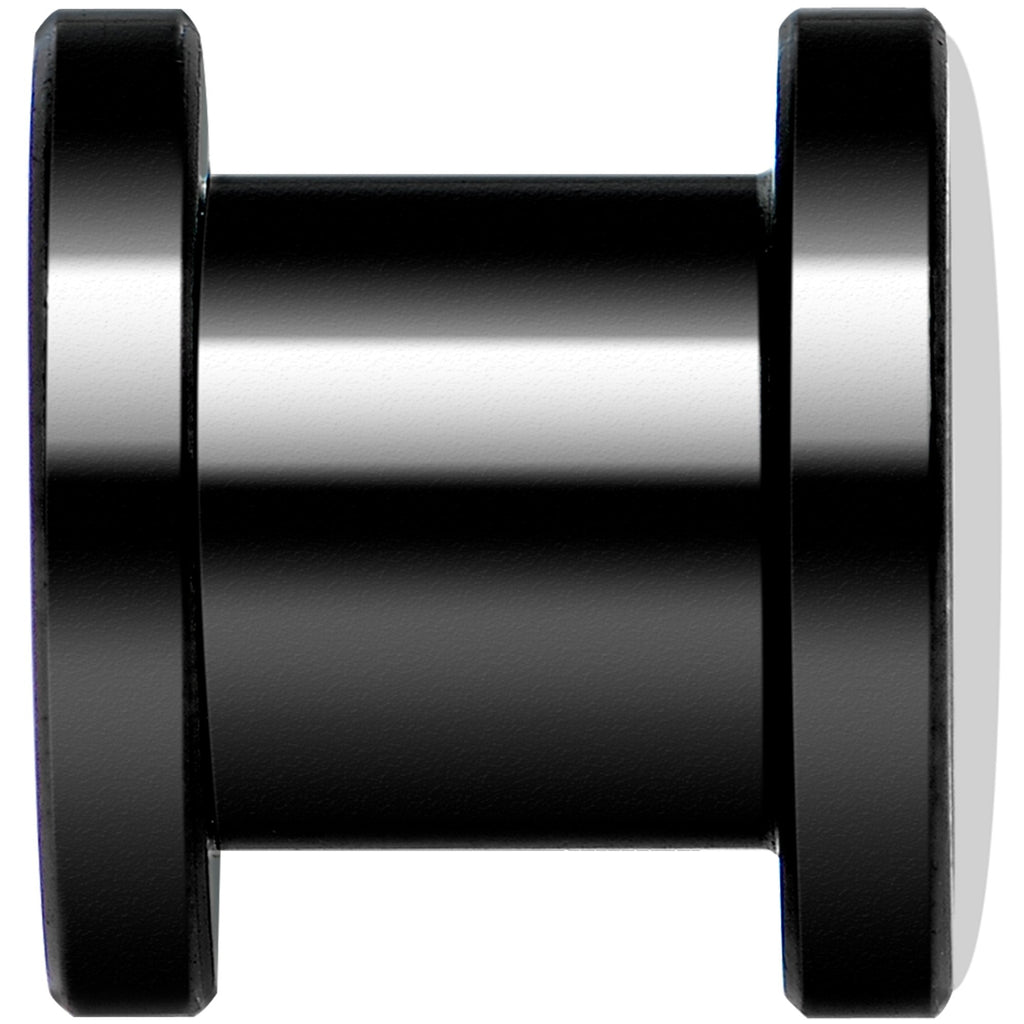 Black White Tiger Eyes Black Anodized Screw Fit Plug Set 0G