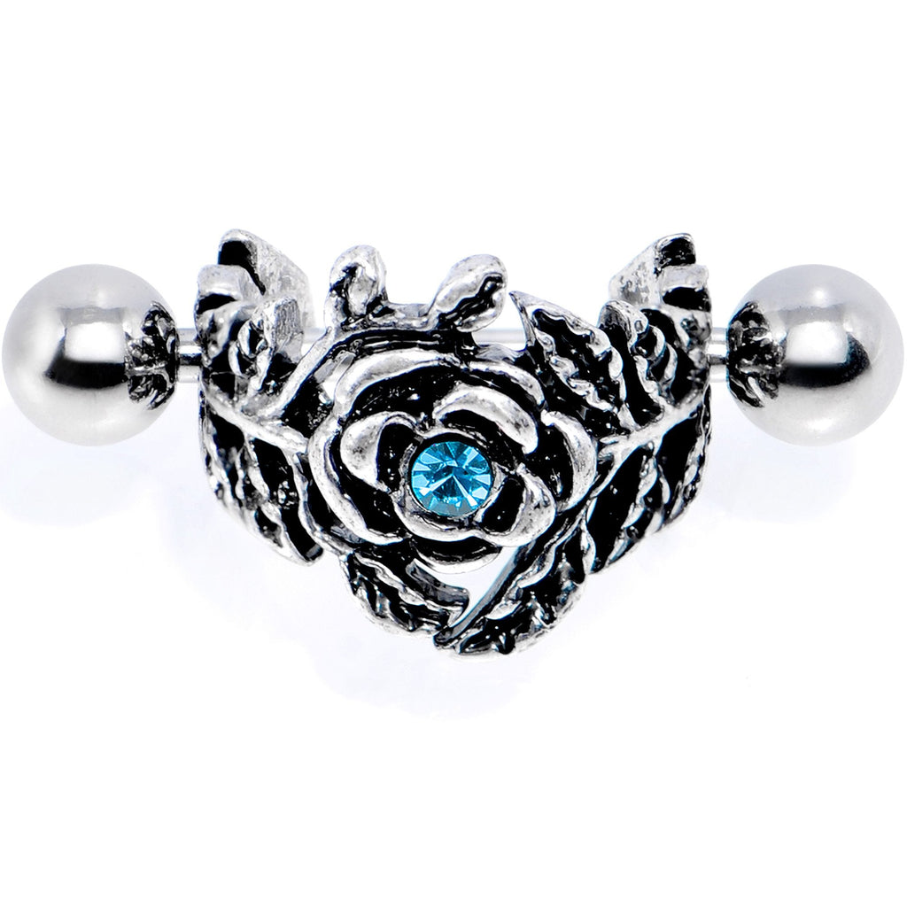 16G 1/2 Aqua Gem Floral Wreath Cuff Cartilage Earring