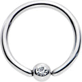 18G 3/8 Clear CZ Gem Steel 3mm Ball BCR Captive Ring